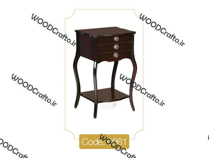 میز تلفن مدل 0061 نگین چوب صفحه MDF پایه چوب رنگی