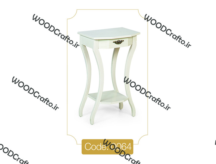 میز تلفن مدل 0064 نگین چوب صفحه MDF پایه چوب رنگی