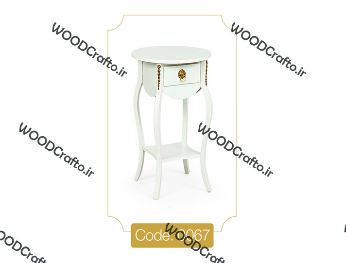 میز تلفن مدل 0067 نگین چوب صفحه MDF پایه چوب رنگی