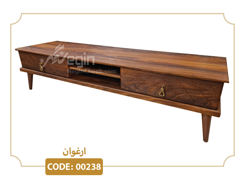خرید میز تلویزیون ارغوان مدل 00238 ام دی اف وکیوم پایه پلیمری (ABS)